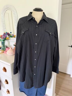 Plus Size Ely Cattleman Black Western Button-Up Shirt